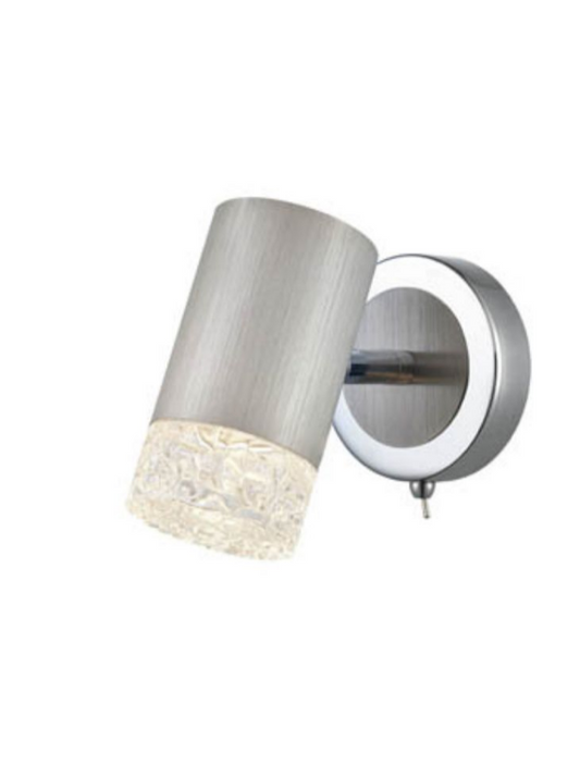 Stepton Brushed Satin Nickel & Textured Glass 1 Light Single Spotlight - ID 10638