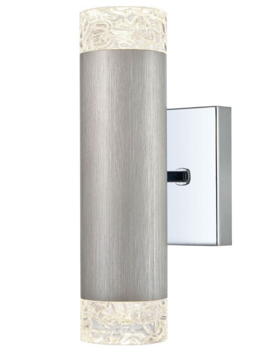 Stepton Brushed Satin Nickel & Textured Glass Twin Up & Down Light - ID 10639