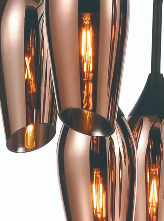 Bexley Angle Cut Copper Coloured Glass 12 Light Chandelier - ID 10645