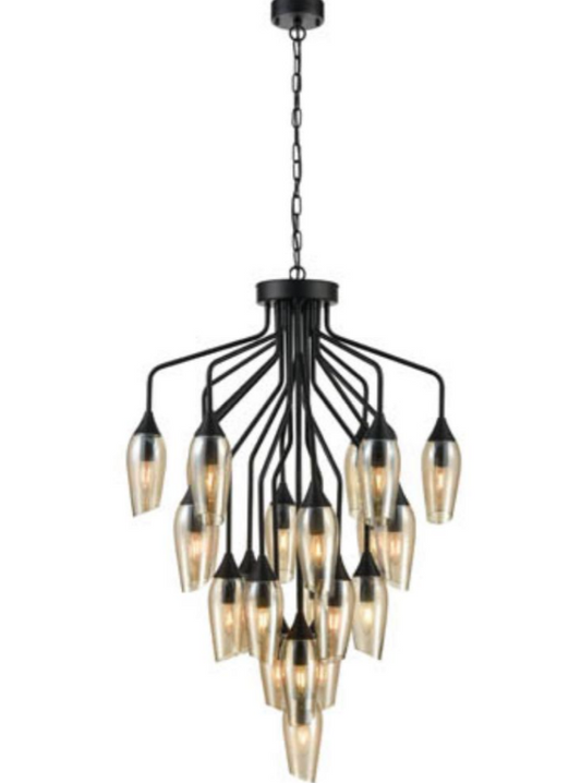 Bexley Angle Cut Cognac Coloured Glass 22 Light Chandelier - ID 10650