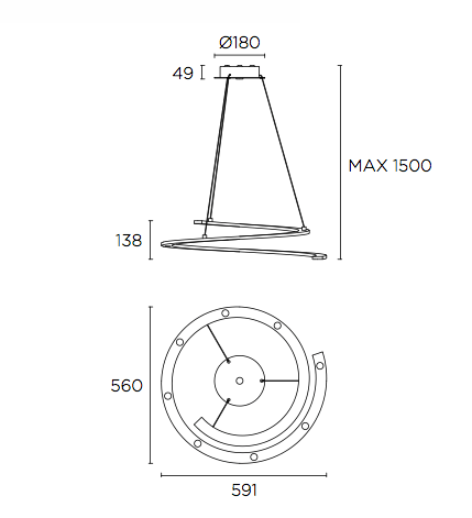 Curl Suspended LED Ceiling Light - London Lighting - 2