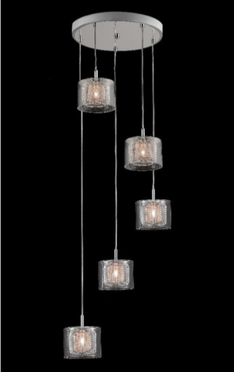 Eastcote Polished Chrome and Copper Cluster Pendant - ID 6230