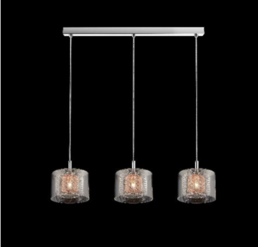 Eastcote Polished Chrome and Copper Bar Pendant - ID 6231