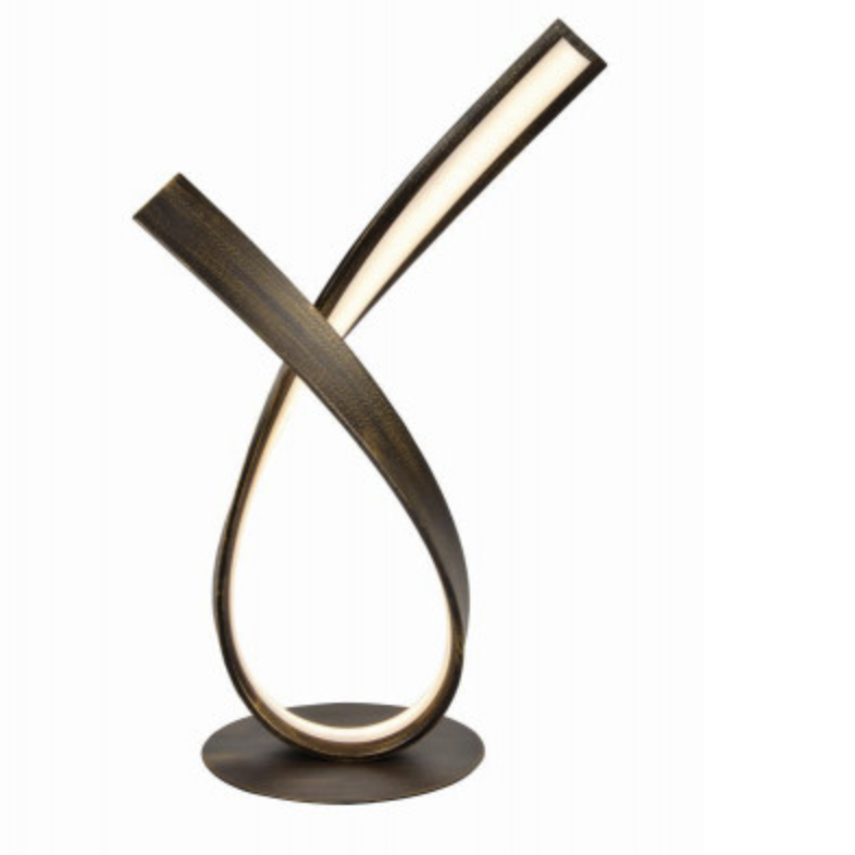 Curved Steel Table Lamp In Rust Finish - ID 6773