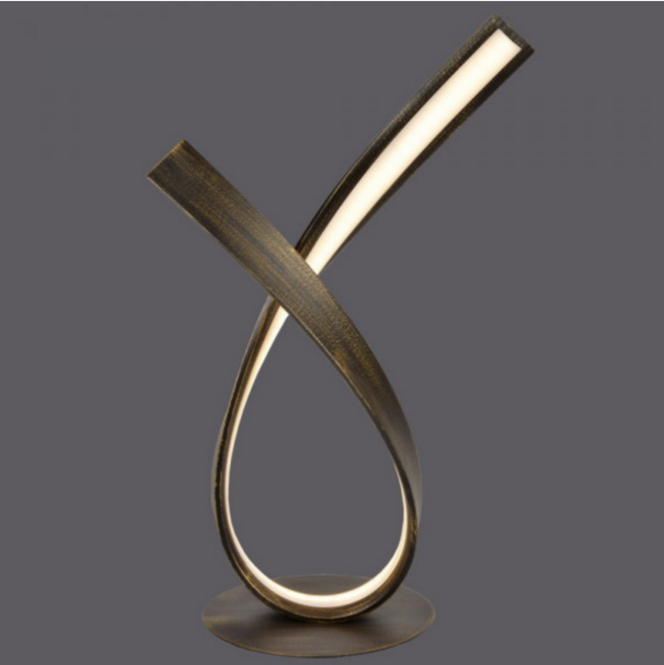 Curved Steel Table Lamp In Rust Finish - ID 6773