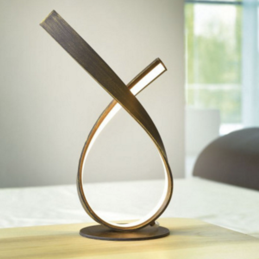 Curved Steel Table Lamp In Rust Finish - ID 6773