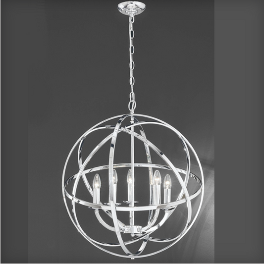 Glantown Polished Chrome 6 Arm Chandelier Style Single Pendant - ID 2649