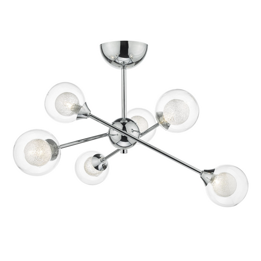 Blackheath Polished Chrome and Glass 6 Arm Pendant - ID 6866