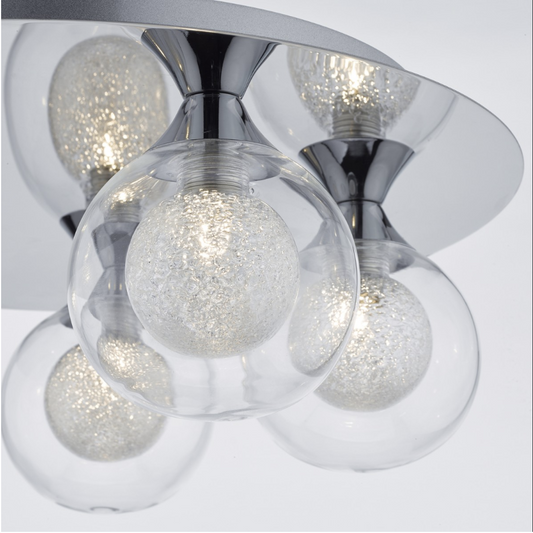 Blackheath Polished Chrome and Glass Flush Ceiling Light - ID 7186