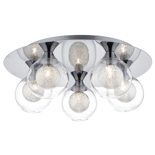 Blackheath Polished Chrome and Glass Flush Ceiling Light - ID 7186