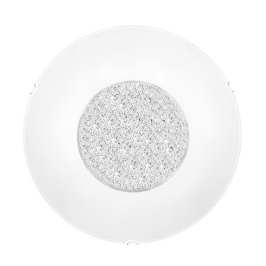 Large White Glass & Crystal Ceiling Light - ID 7377