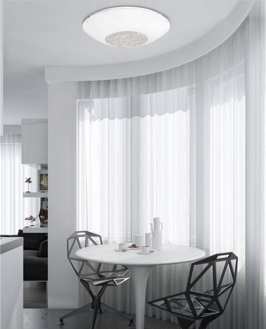 Small White Glass & Crystal Ceiling Light - ID 7488