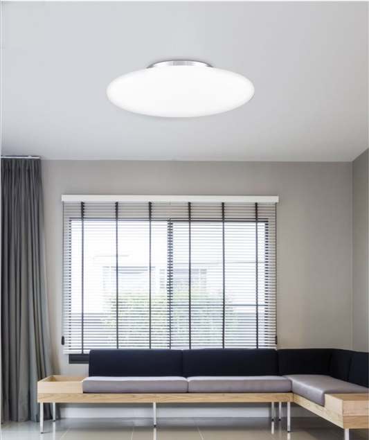 Large Opal Glass & Chrome Metal Ceiling Light- ID 7380