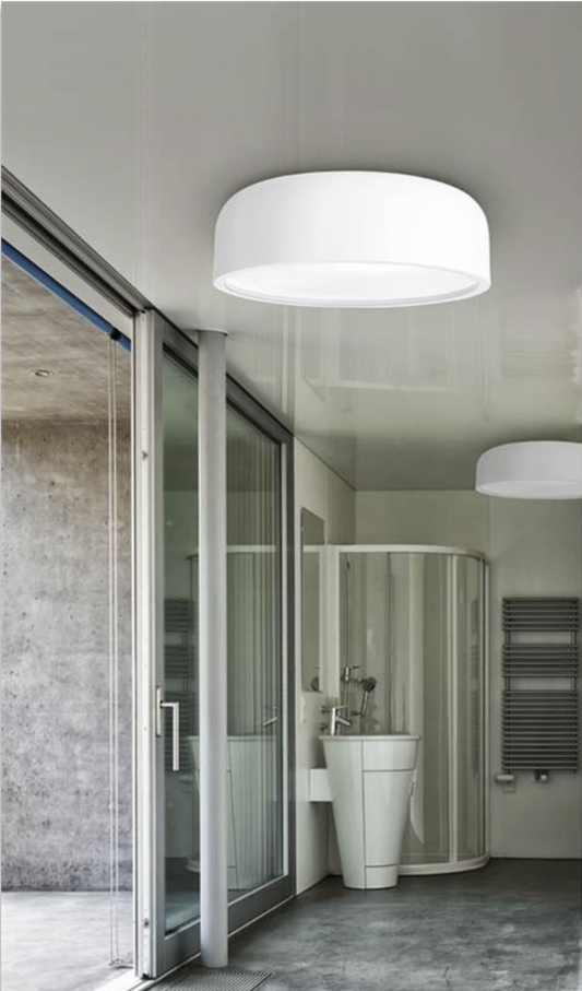 Steel & Acrylic Matt White Flush Ceiling Light - ID 7383