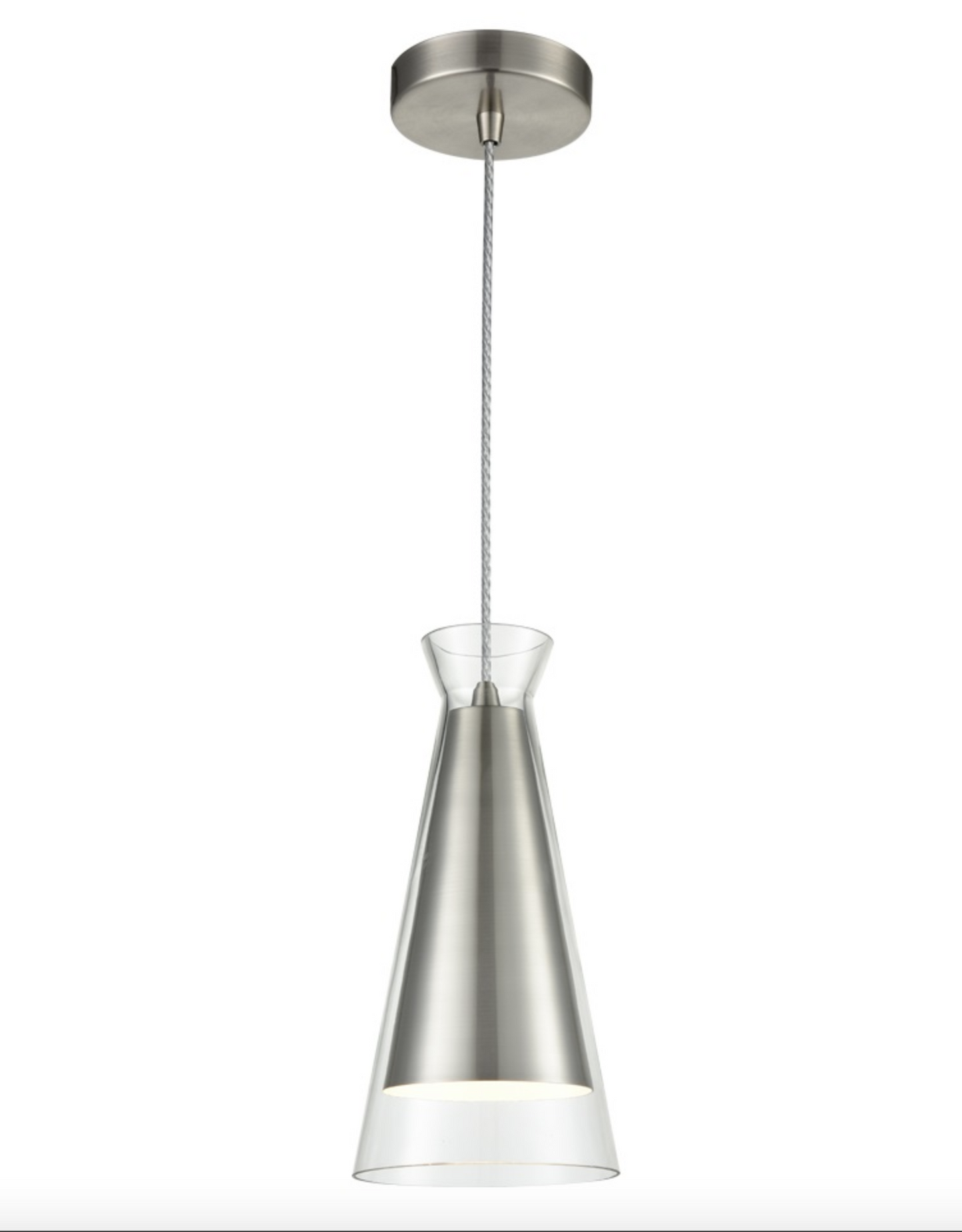 Balintore Satin Nickel and Clear Glass Single Pendant - ID 6827