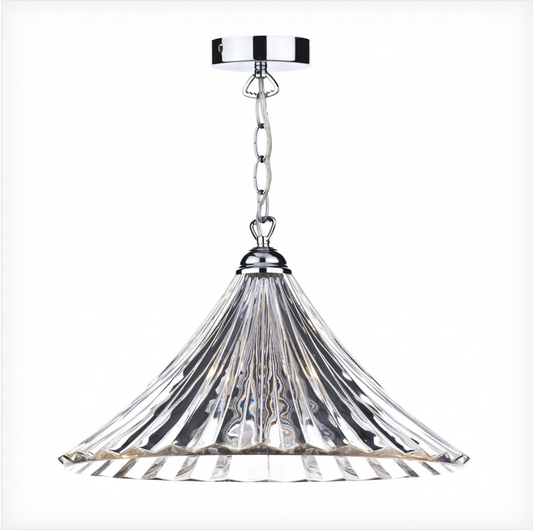 Loxwood Large Polished Chrome and Glass Single Pendant - ID 1895