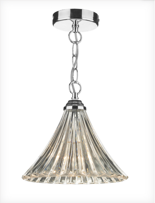 Loxwood Small Polished Chrome and Glass Single Pendant - ID 1166