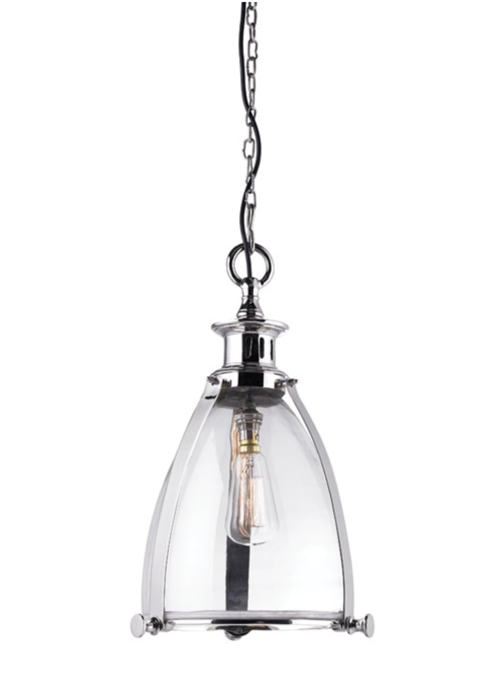Stor Large Polished Nickel Bell Pendant - ID 5638