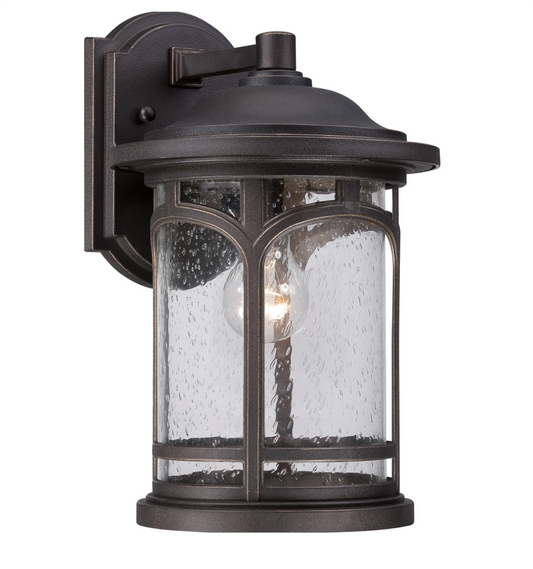 Maryland Large Bronze Cylindrical Seeded Glass Outdoor Wall Lantern - ID 6803