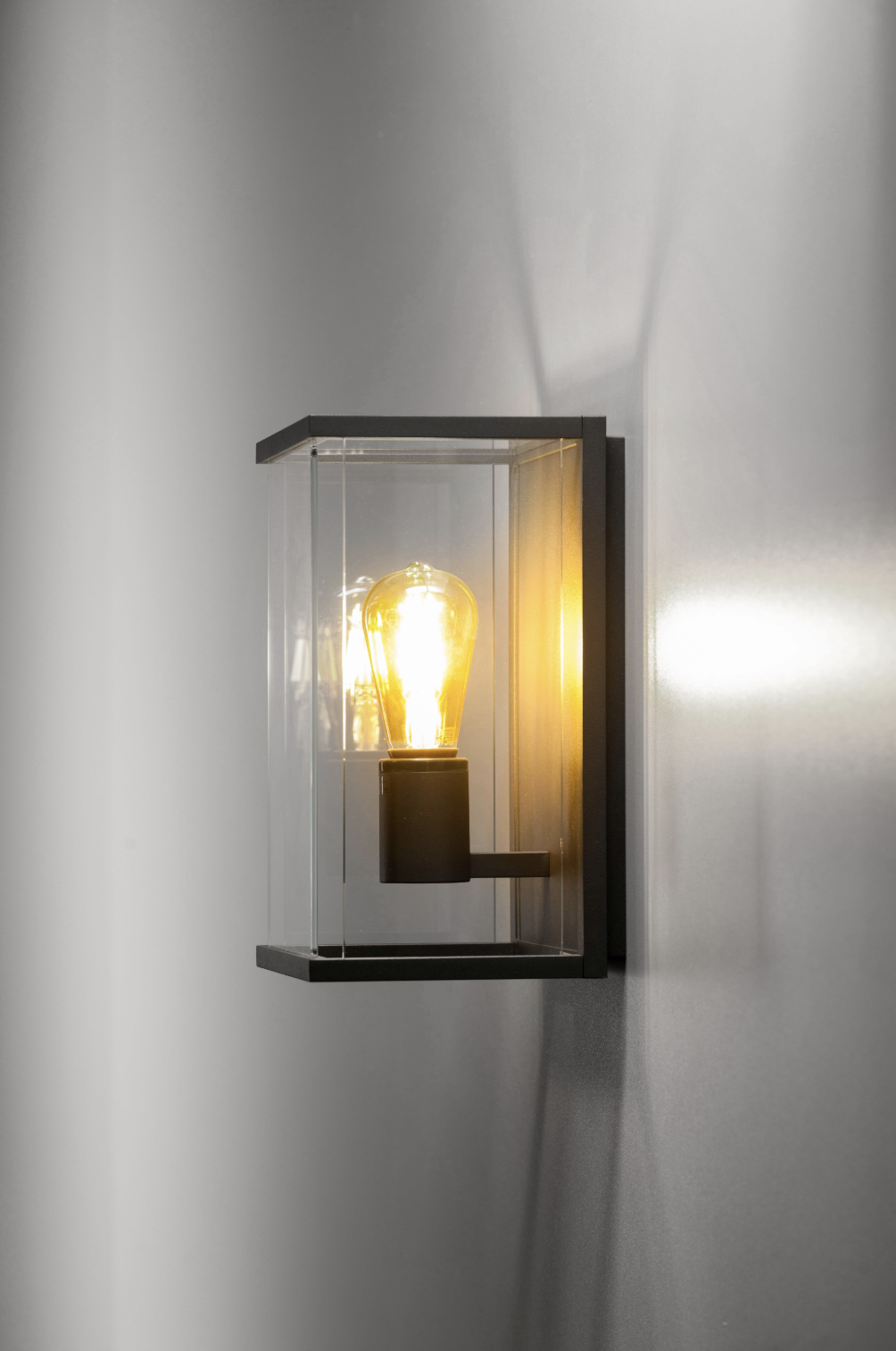 Holt/Matt Modern Glass Box Lantern IP54 Exterior Wall Light - ID 6697
