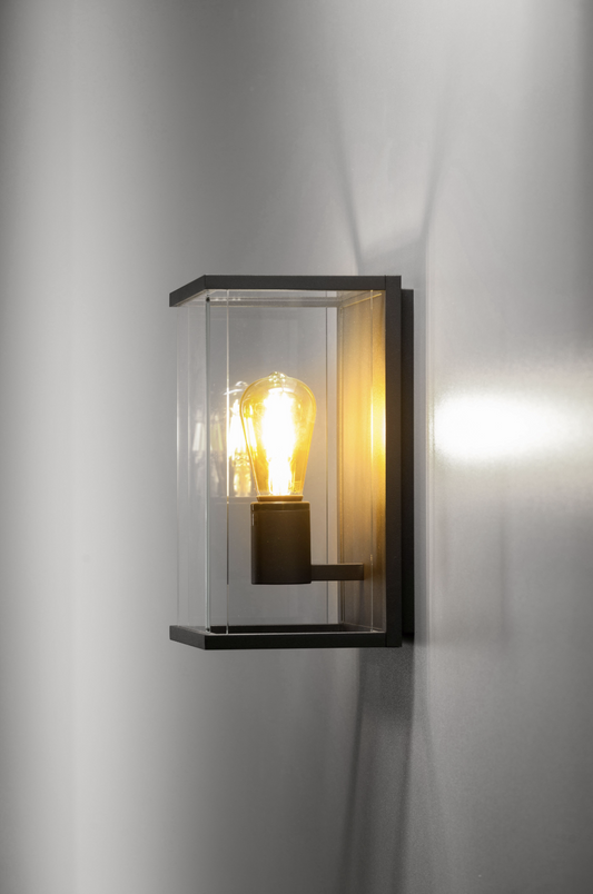Holt/Matt Modern Glass Box Lantern IP54 Exterior Wall Light - ID 6697