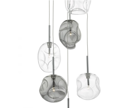 Ruxley Polished Chrome and Glass Cluster Pendant - ID 6288