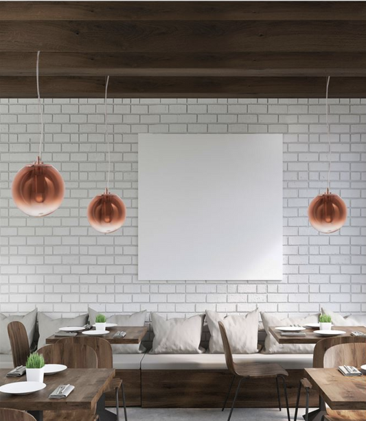 Gradient Metallic Copper to Clear Round Glass Pendant 20cm - ID 7671