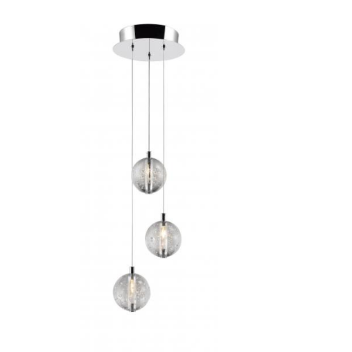 Bubbled Glass 3 Lamp Stairwell Pendant - ID 7807