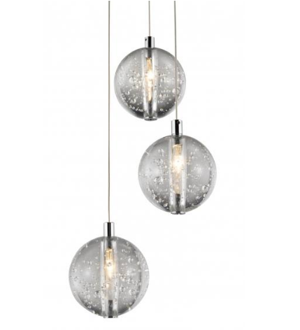Bubbled Glass 3 Lamp Stairwell Pendant - ID 7807
