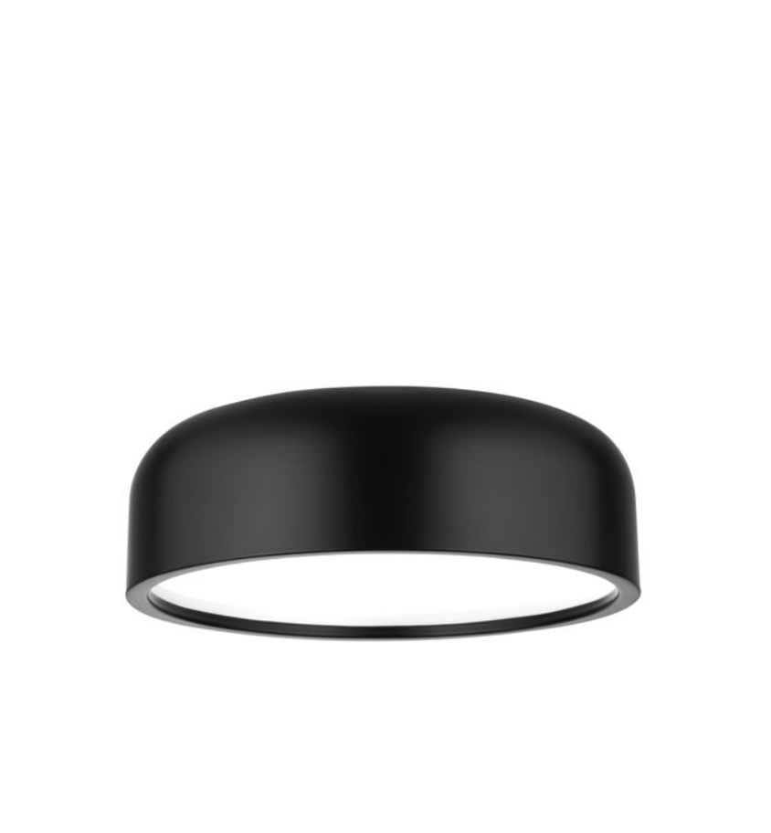 Steel & Acrylic Matt Black Flush Ceiling Light - ID 7381