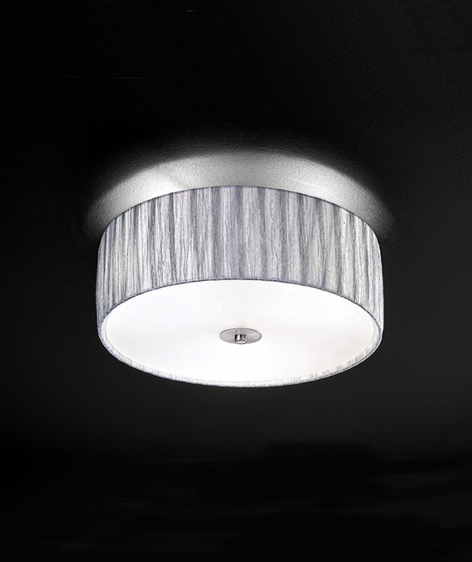 Scourie 3 Light Flush Ceiling Light With Fabric Shade - ID 5444