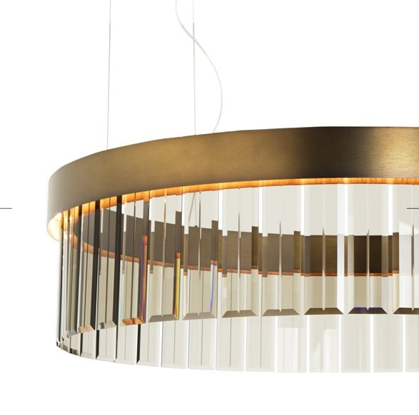 110cm Circular Chandelier In Brushed Bronze With Satin Crystal Glass - ID 8014
