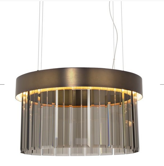 50cm Circular Chandelier In Brushed Bronze With Satin Crystal Glass - ID 8016