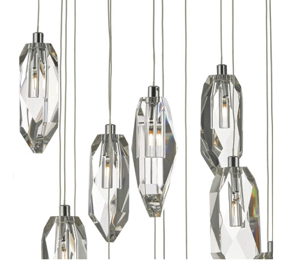 Heston 18 Light Faceted Crystal Cluster Pendant - ID 8093