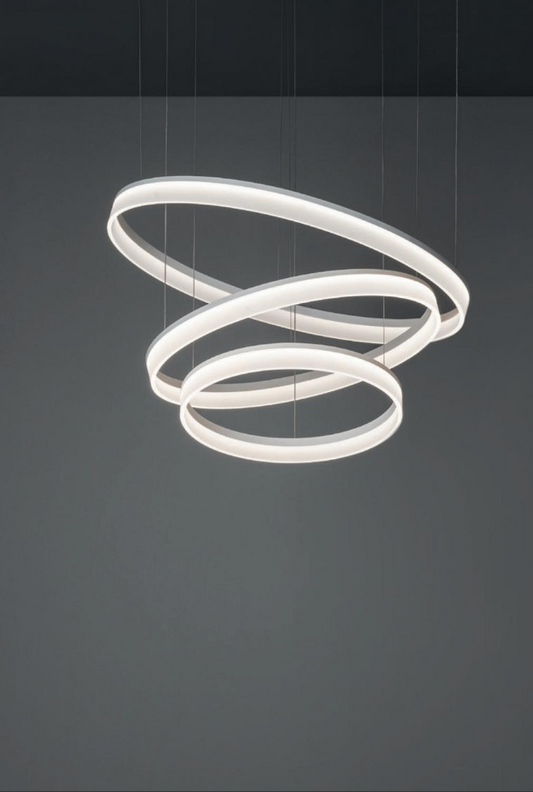 Gidea White 3 Ringed Large Suspension Pendant - ID 6964