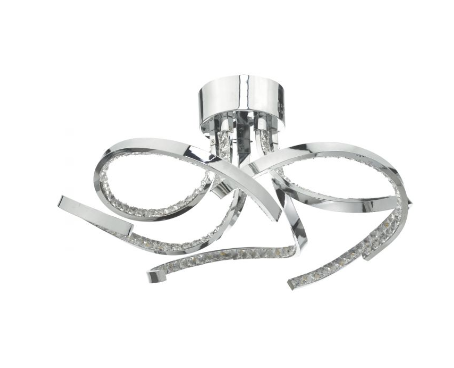 Hatton Polished Chrome and Crystal Large Flush LED Ceiling Light - ID 8153 DISCONTINUED
