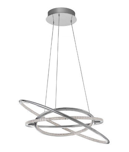 Chrome & Crystal Triple Ring Pendant - ID 7486