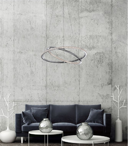 Chrome Finish & Chrystal Suspension 45cm Pendant - ID 8232