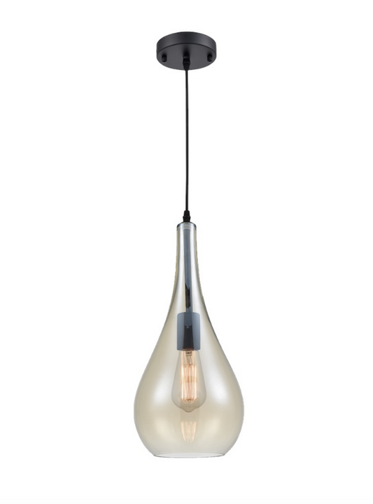 Aperfield Pear Single Pendant With Pale Amber Glass - ID 8397