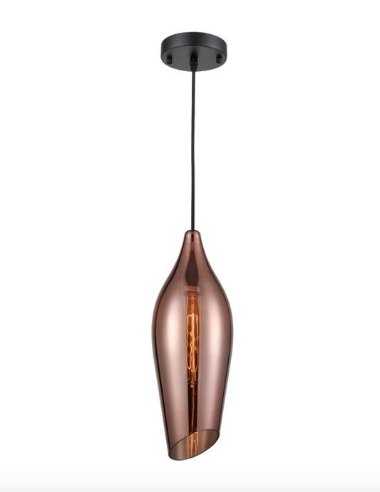 Bexley Small Angle Cut Copper Glass Single Pendant - ID 8399