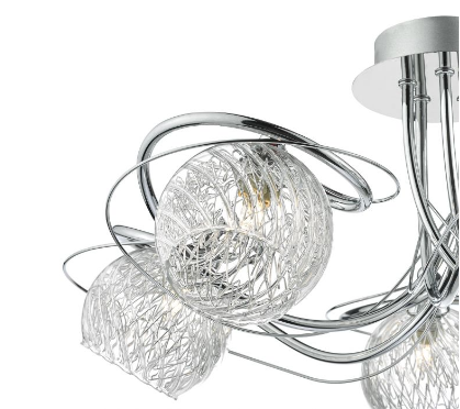 5 Light Semi Flush Ceiling Light With Decorative Wire Effect Glass - ID 8453
