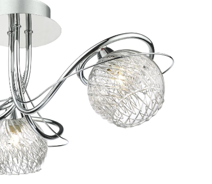 3 Light Semi Flush Ceiling Light With Decorative Wire Effect Glass - ID 8454