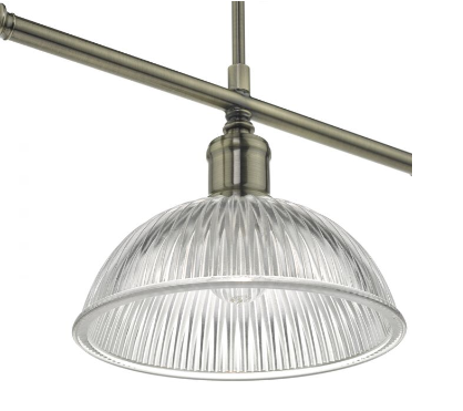 Antique Brass & Glass 3 Lamp Bar Pendant - ID 8619