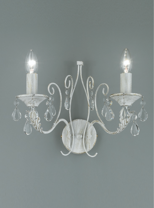 Coulsdon 2 Arm Iron Wall Light In white With Gold Highlights - ID 8703