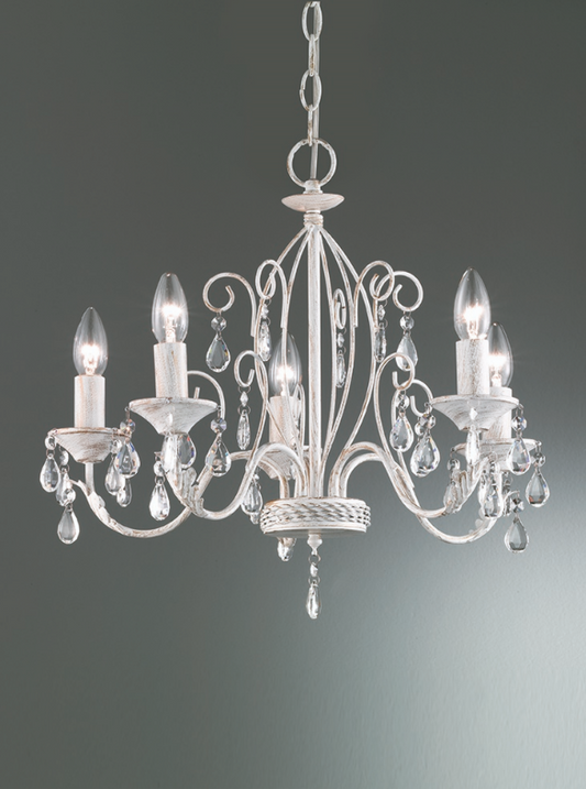 Coulsdon 5 Arm Iron Ceiling Light In white With Gold Highlights - ID 6506