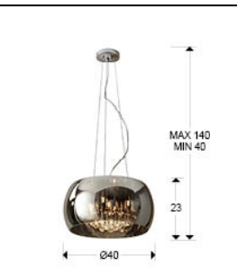 Smoked Glass & Chrome Medium 5 Light Pendant With Crystal Drops - ID 8451