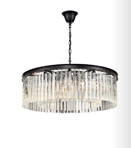 Hanmer Matt Black & Crystal Duel Ringed Chandelier - ID 8837