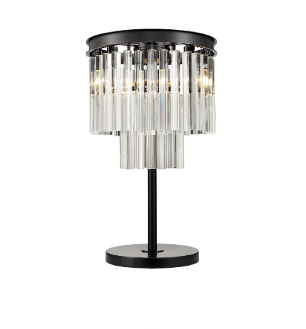 Hanmer Matt Black & Crystal Layerd Table Lamp - ID 9038