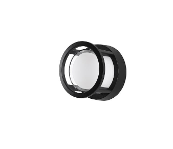 NL Outdoor IP54 Round Black & Opal Bulkhead Wall Light - ID 9079