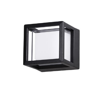 NL Outdoor IP54 Square Black & Opal Bulkhead Wall Light - ID 9080